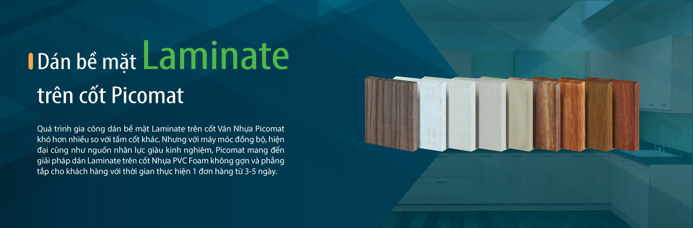 Dán bề mặt Laminate trên tấm nhựa Picomat 