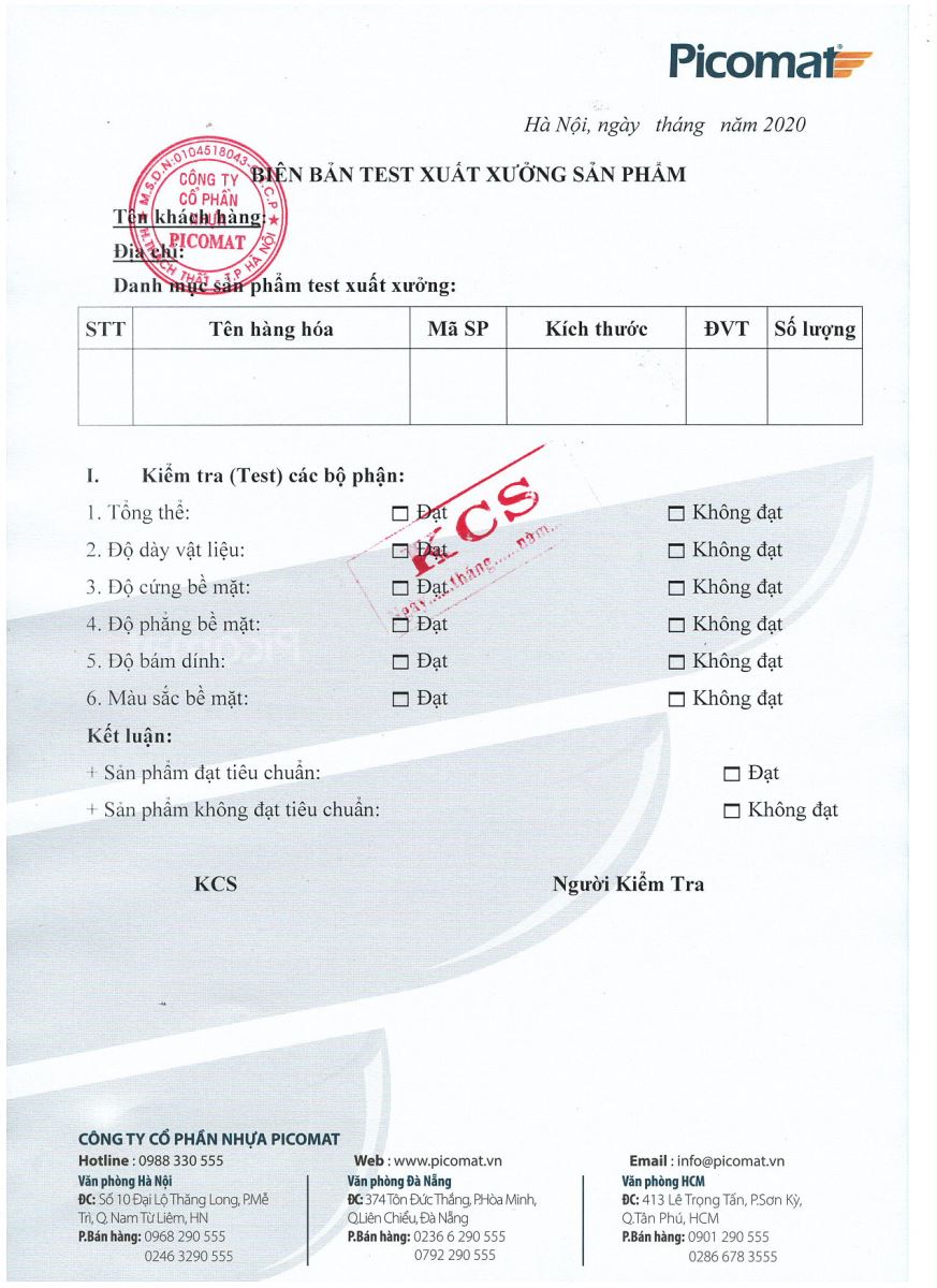 dấu hiệu nhận biết ván nhựa picomat chính hãng