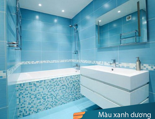 phòng tắm xanh dương